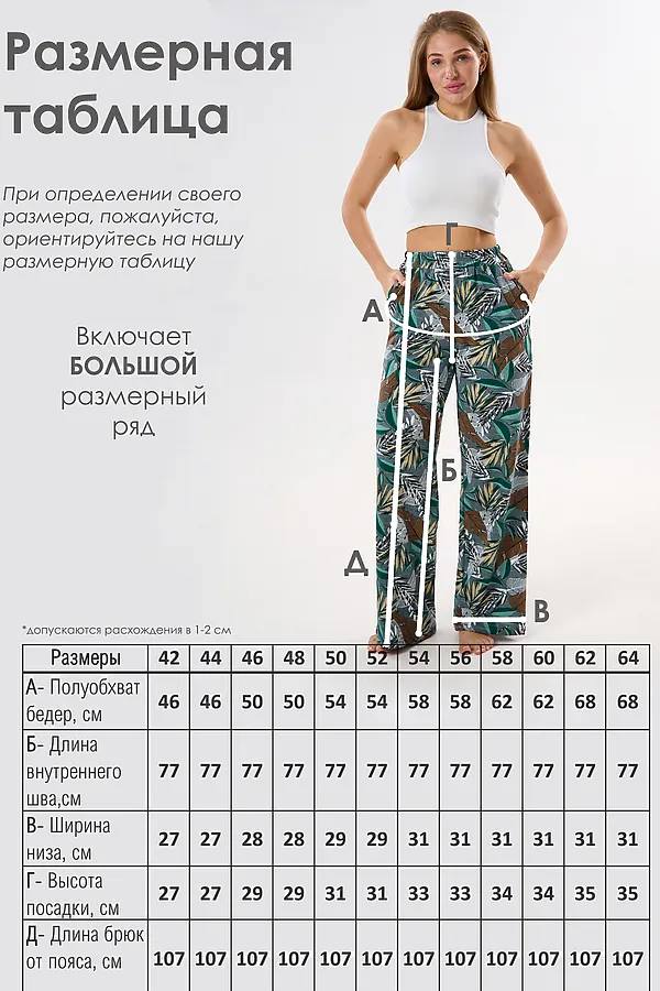 Брюки палаццо домашние широкие НАТАЛИ, зеленый - фото 2