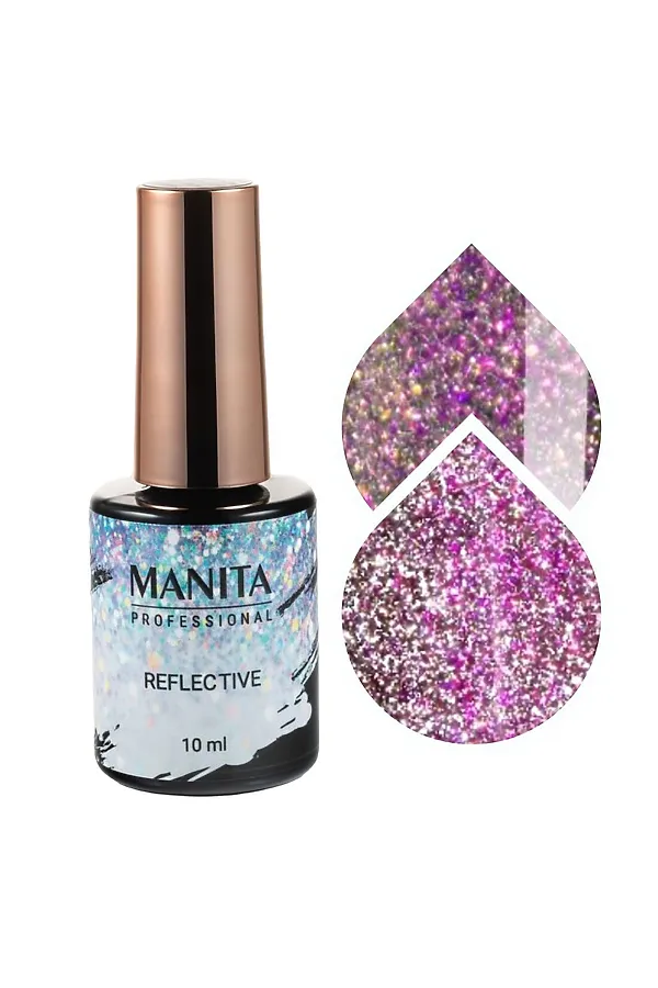 Manita Professional Гель-лак для ногтей светоотражающий с хлопьями юки / Multichrome Reflective №07, 10 мл KRISTALLER, №07 - фото 2