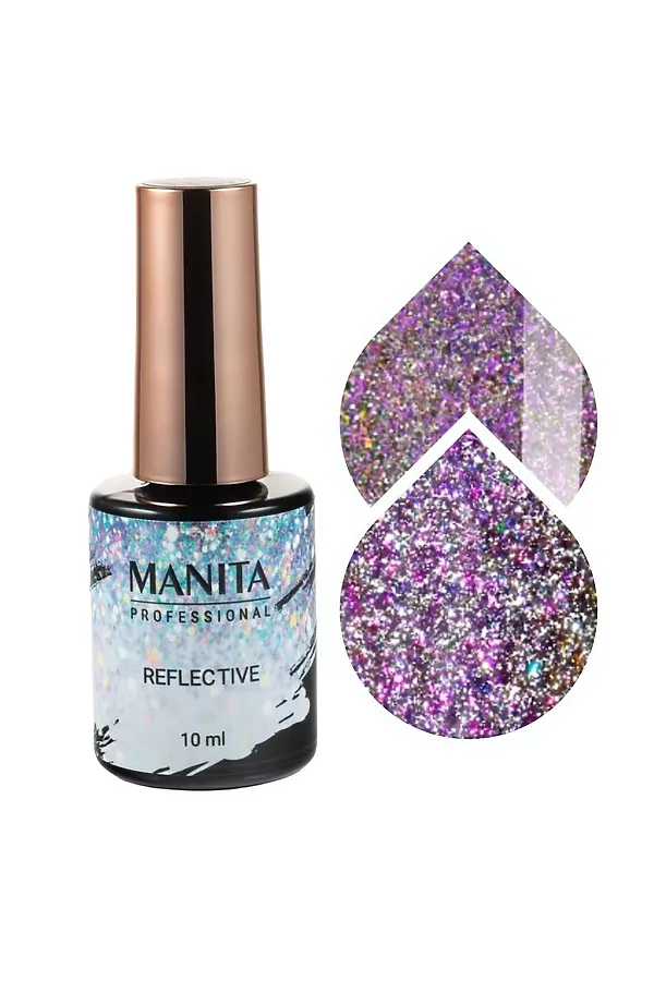 Manita Professional Гель-лак для ногтей светоотражающий с хлопьями юки / Multichrome Reflective №08, 10 мл KRISTALLER, №08 - фото 2