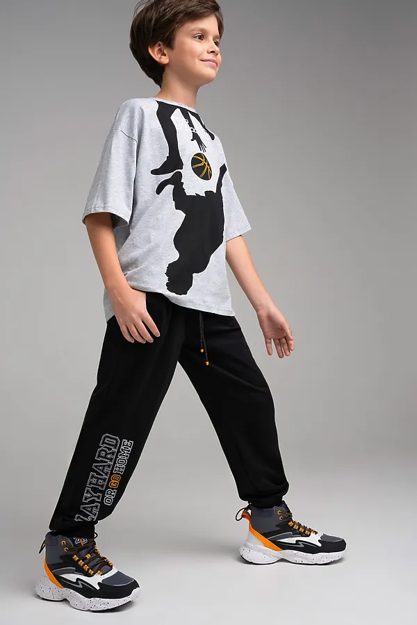 Комплект (Футболка+Брюки) PLAYTODAY, серый,черный - фото 2