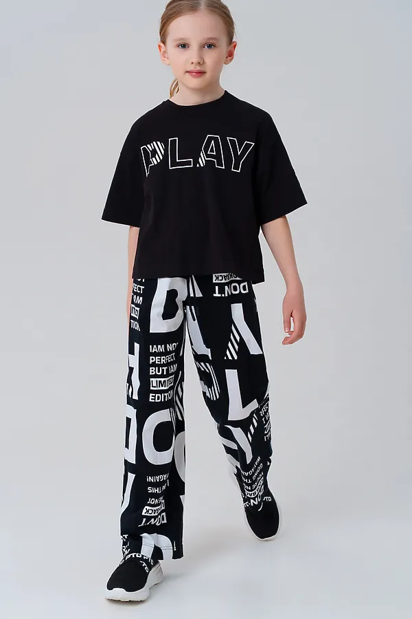 Костюм (Футболка+Брюки) PLAYTODAY, черный,белый - фото 2