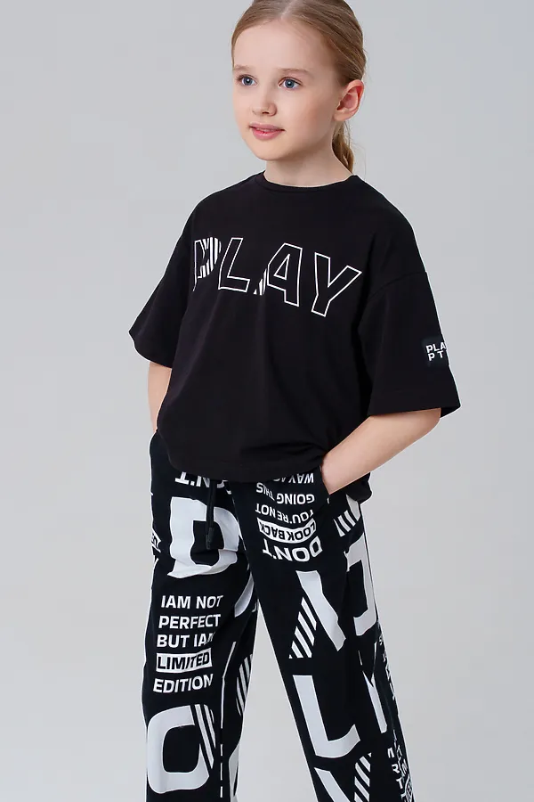 Костюм (Футболка+Брюки) PLAYTODAY, черный,белый - фото 2