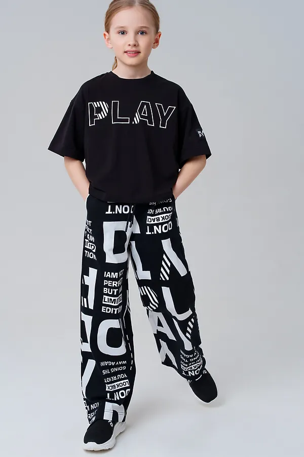 Костюм (Футболка+Брюки) PLAYTODAY, черный,белый - фото 2
