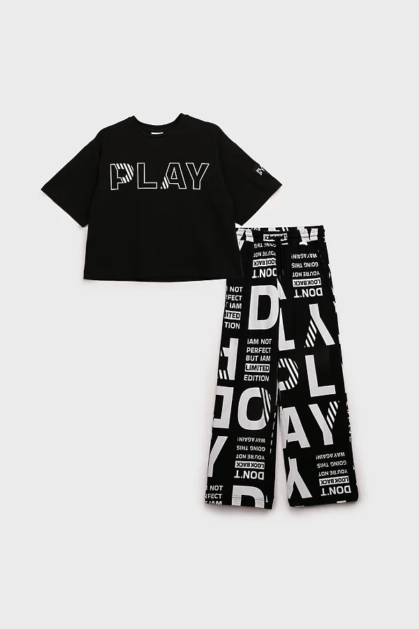 Костюм (Футболка+Брюки) PLAYTODAY, черный,белый - фото 2
