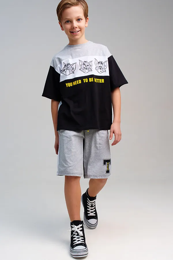 Комплект (Футболка+Шорты) PLAYTODAY, серый,черный,белый - фото 2