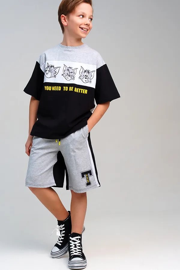 Комплект (Футболка+Шорты) PLAYTODAY, серый,черный,белый - фото 2
