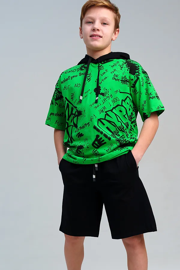 Комплект (Футболка+Шорты) PLAYTODAY, зеленый,черный - фото 2