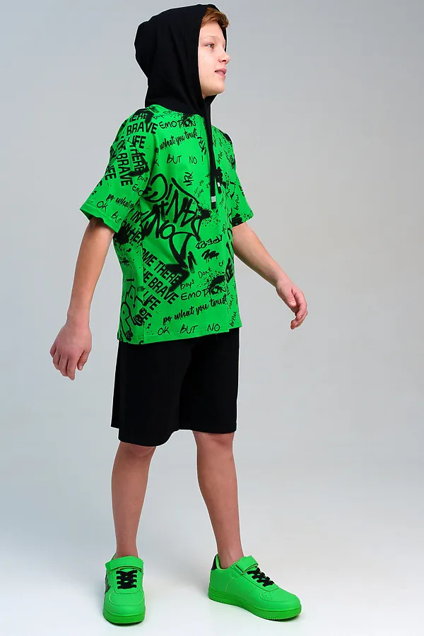 Комплект (Футболка+Шорты) PLAYTODAY, зеленый,черный - фото 2