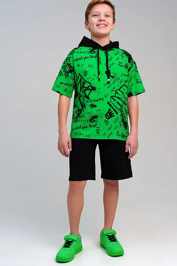 Комплект (Футболка+Шорты) PLAYTODAY, зеленый,черный - фото 2