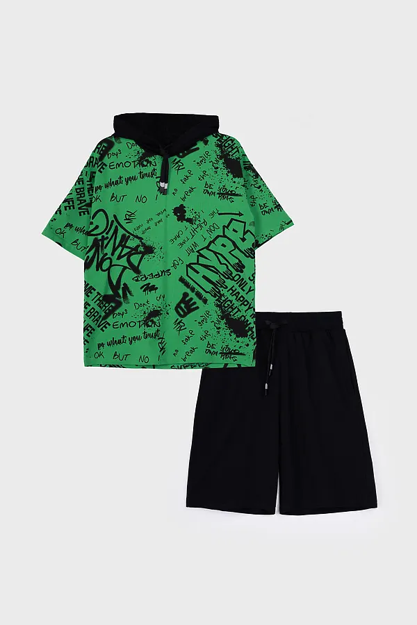 Комплект (Футболка+Шорты) PLAYTODAY, зеленый,черный - фото 2