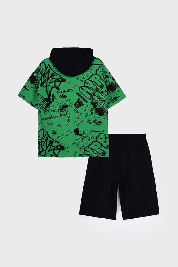 Комплект (Футболка+Шорты) PLAYTODAY, зеленый,черный - фото 2