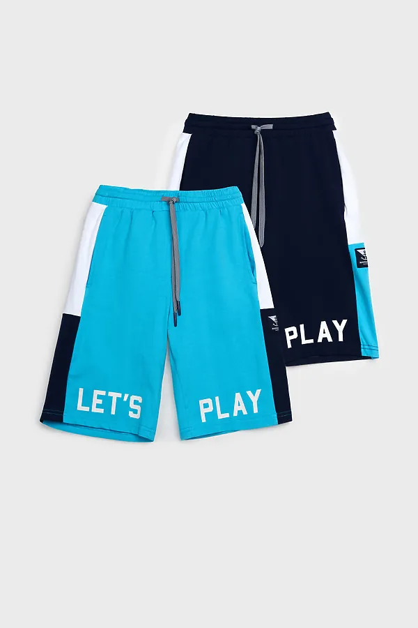 Шорты, 2 шт. PLAYTODAY, тёмно-синий,голубой,белый - фото 2