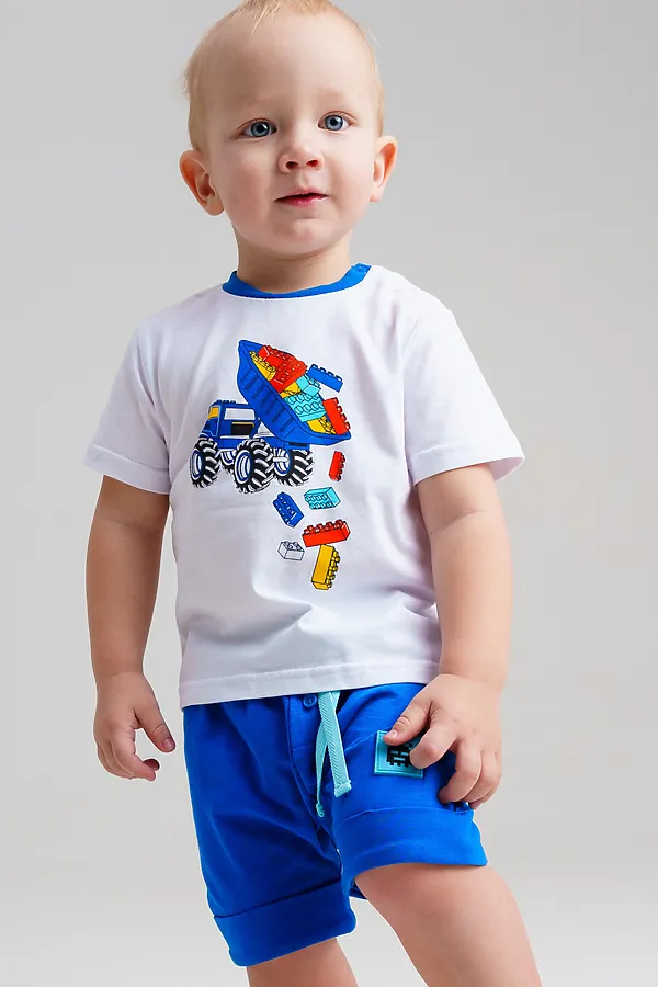 Комплект (Футболка+Шорты) PLAYTODAY, белый,синий - фото 2