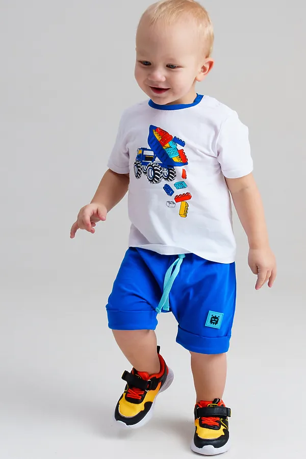 Комплект (Футболка+Шорты) PLAYTODAY, белый,синий - фото 2