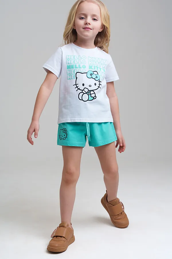 Комплект (Футболка+Шорты) PLAYTODAY, белый,голубой - фото 2