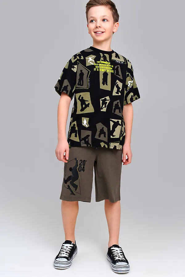 Шорты, 2 шт. PLAYTODAY, хаки,черный - фото 2