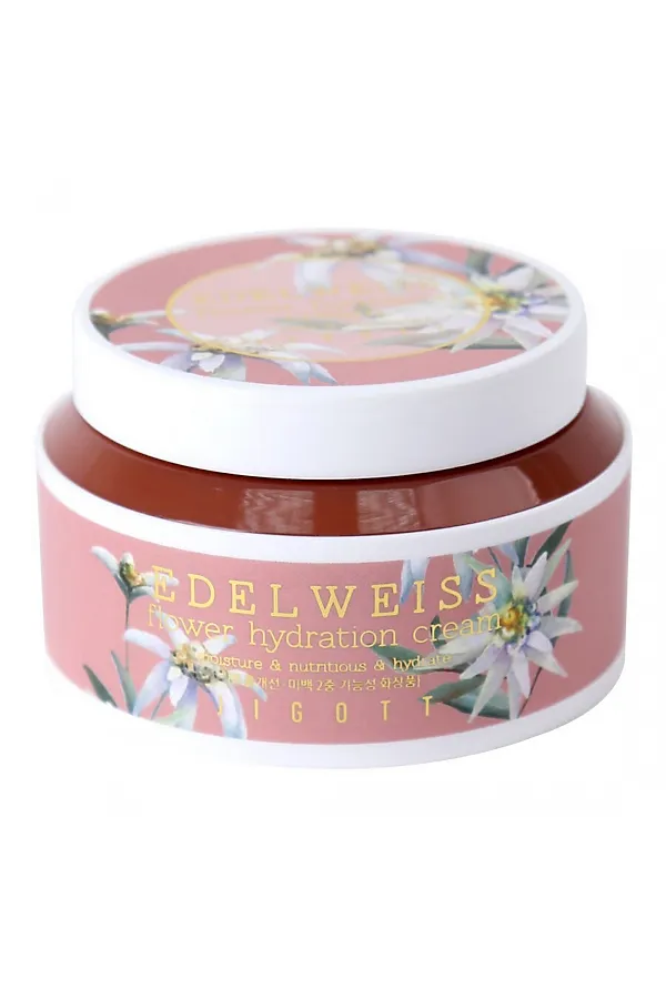 Jigott Уценка Увлажняющий крем для лица с экстрактом эдельвейса / Edelweiss Flower Hydration Cream, 100 мл KRISTALLER, розовый - фото 2
