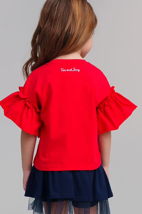 Фуфайка трикотажная для девочек (футболка) PLAYTODAY, красный - фото 2