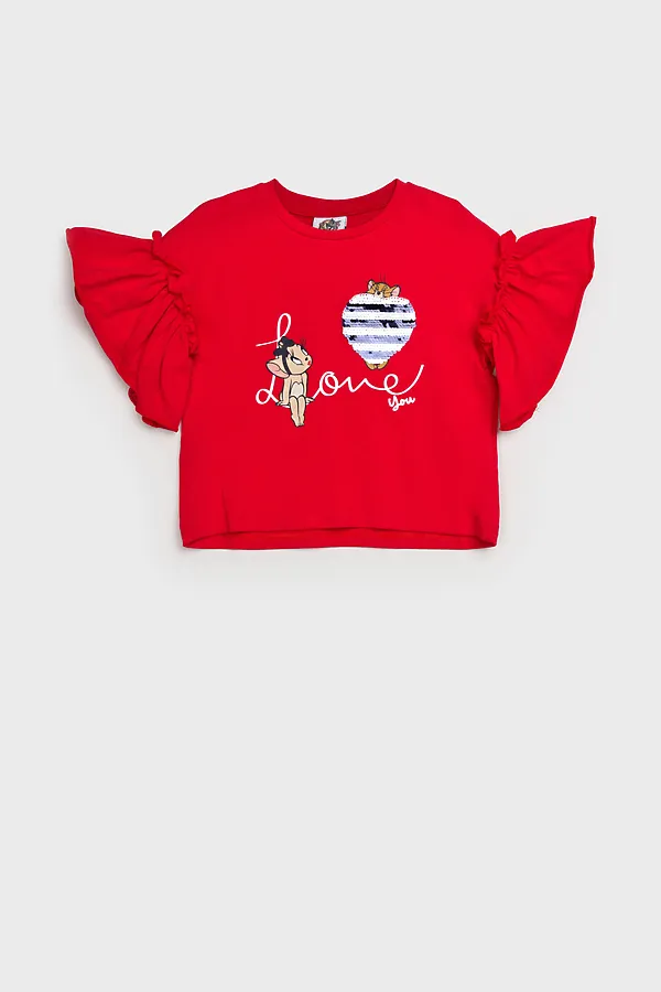 Фуфайка трикотажная для девочек (футболка) PLAYTODAY, красный - фото 2