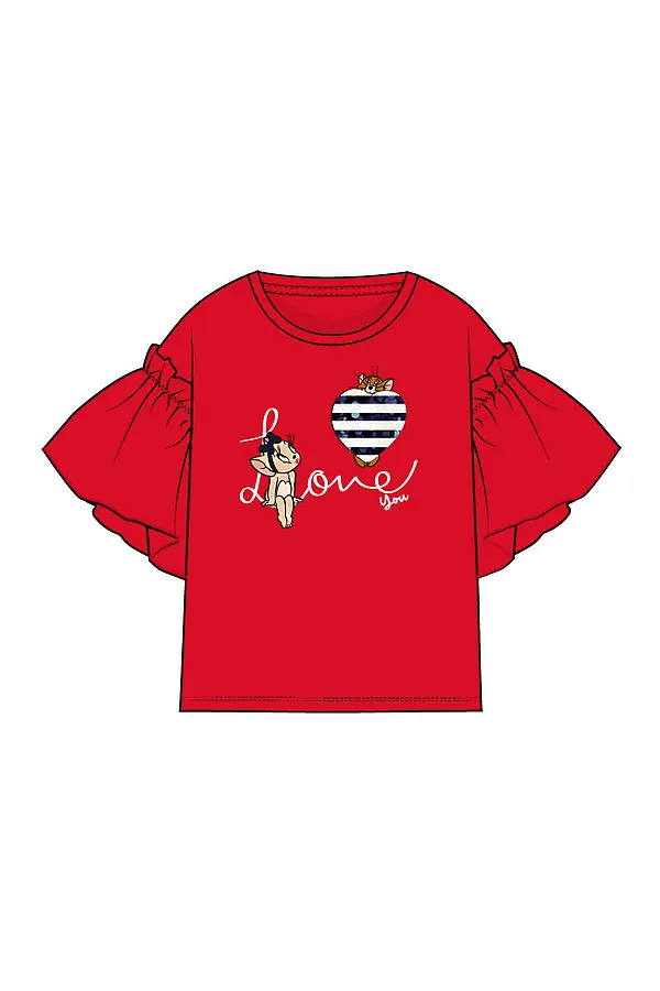 Фуфайка трикотажная для девочек (футболка) PLAYTODAY, красный - фото 2