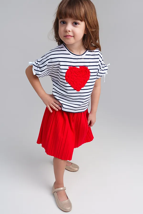 Джемпер трикотажный для девочек (футболка) PLAYTODAY, белый,черный - фото 2