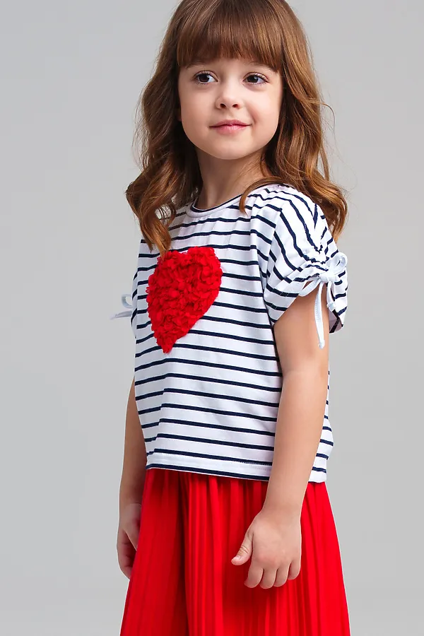 Джемпер трикотажный для девочек (футболка) PLAYTODAY, белый,черный - фото 2