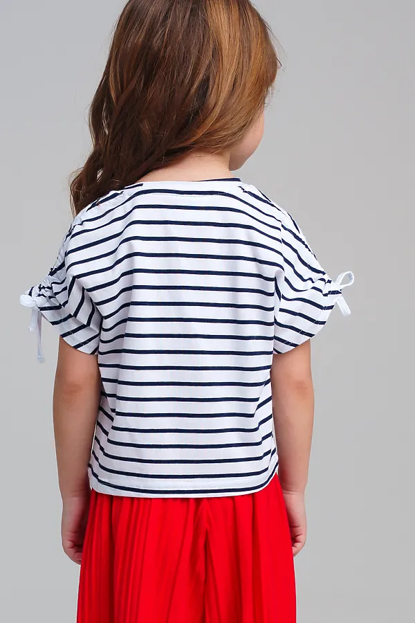 Джемпер трикотажный для девочек (футболка) PLAYTODAY, белый,черный - фото 2