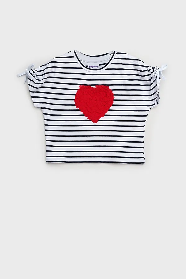 Джемпер трикотажный для девочек (футболка) PLAYTODAY, белый,черный - фото 2