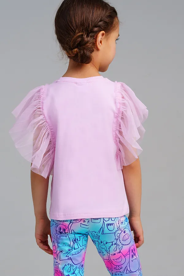 Фуфайка трикотажная для девочек (футболка) PLAYTODAY, светло-розовый - фото 2