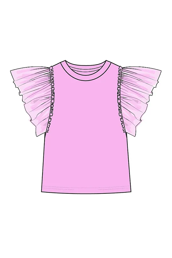 Фуфайка трикотажная для девочек (футболка) PLAYTODAY, светло-розовый - фото 2