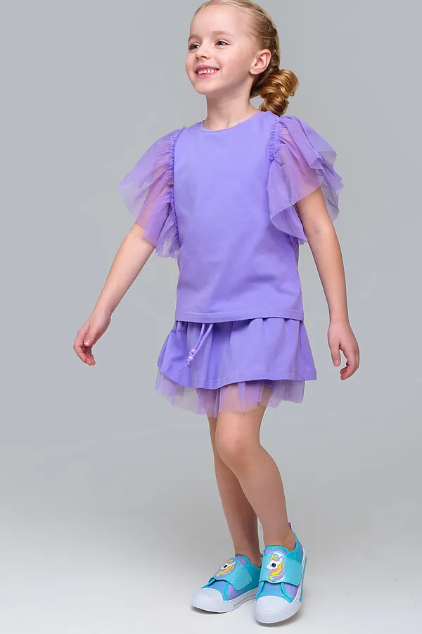 Фуфайка трикотажная для девочек (футболка) PLAYTODAY, сиреневый - фото 2