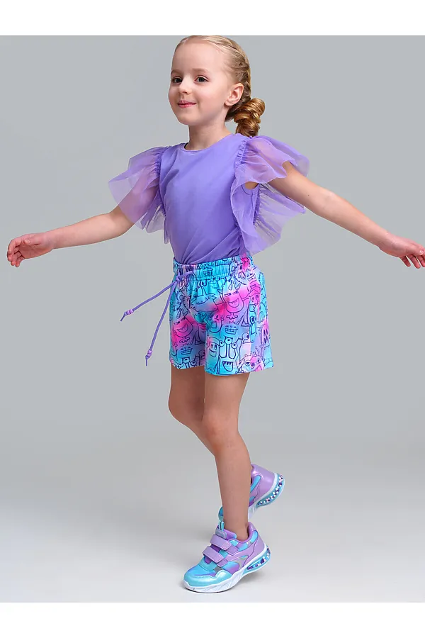 Фуфайка трикотажная для девочек (футболка) PLAYTODAY, сиреневый - фото 2