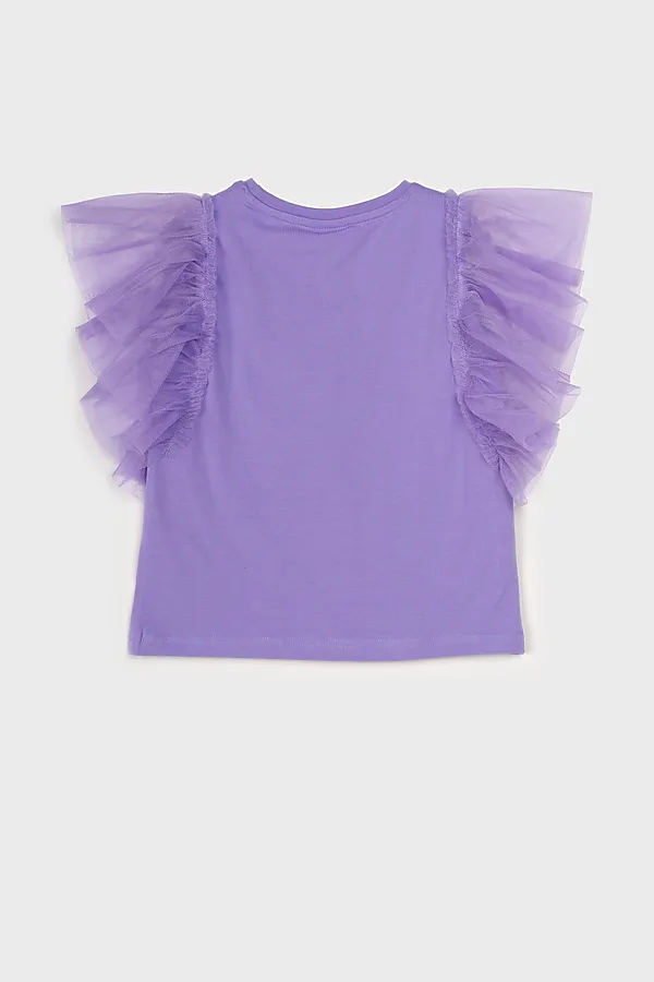Фуфайка трикотажная для девочек (футболка) PLAYTODAY, сиреневый - фото 2