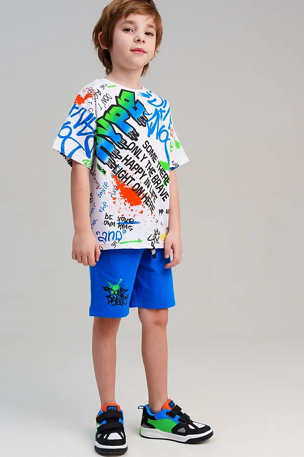 Фуфайка трикотажная для мальчиков (футболка) PLAYTODAY, разноцветный - фото 2