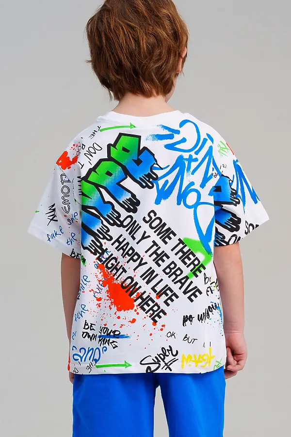 Фуфайка трикотажная для мальчиков (футболка) PLAYTODAY, разноцветный - фото 2