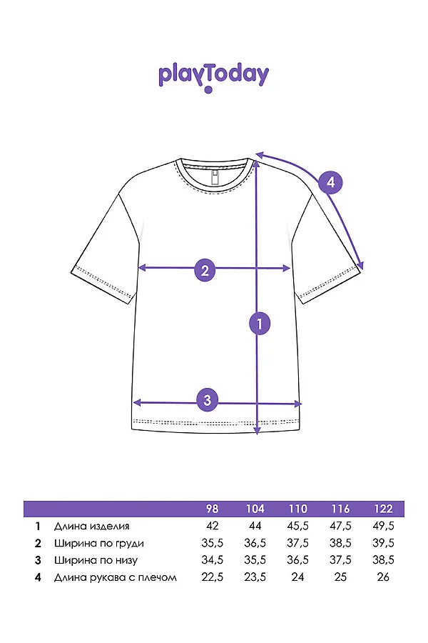 Фуфайка трикотажная для мальчиков (футболка) PLAYTODAY, разноцветный - фото 2