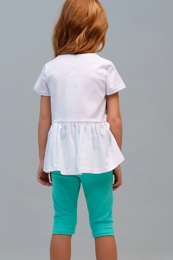 Комплект трикотажный для девочек: фуфайка (футболка), брюки (легинсы) PLAYTODAY, белый,голубой - фото 2