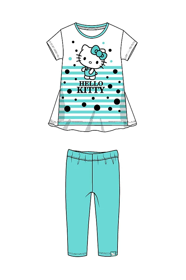 Комплект трикотажный для девочек: фуфайка (футболка), брюки (легинсы) PLAYTODAY, белый,голубой - фото 2