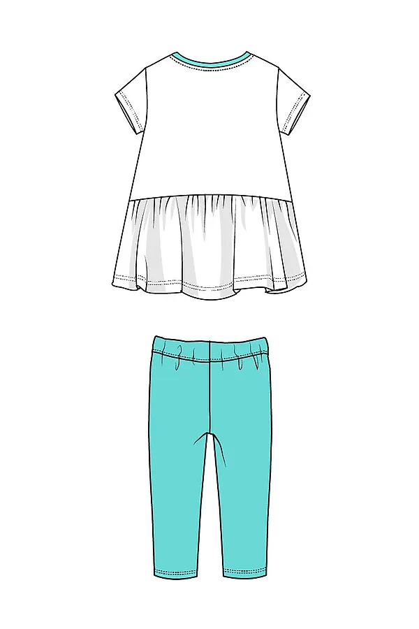 Комплект трикотажный для девочек: фуфайка (футболка), брюки (легинсы) PLAYTODAY, белый,голубой - фото 2