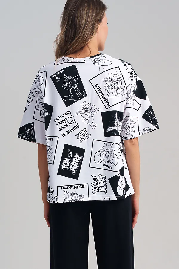 Фуфайка трикотажная для женщин (футболка) PLAYTODAY, белый,черный - фото 2