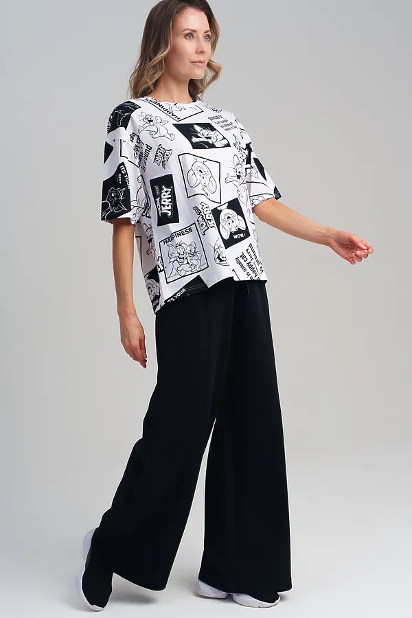 Фуфайка трикотажная для женщин (футболка) PLAYTODAY, белый,черный - фото 2