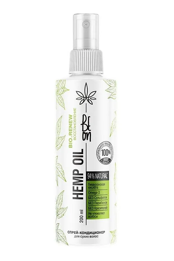 BeOn Спрей-кондиционер для сухих волос / Hemp Oil, 200 мл KRISTALLER, прозрачный - фото 2