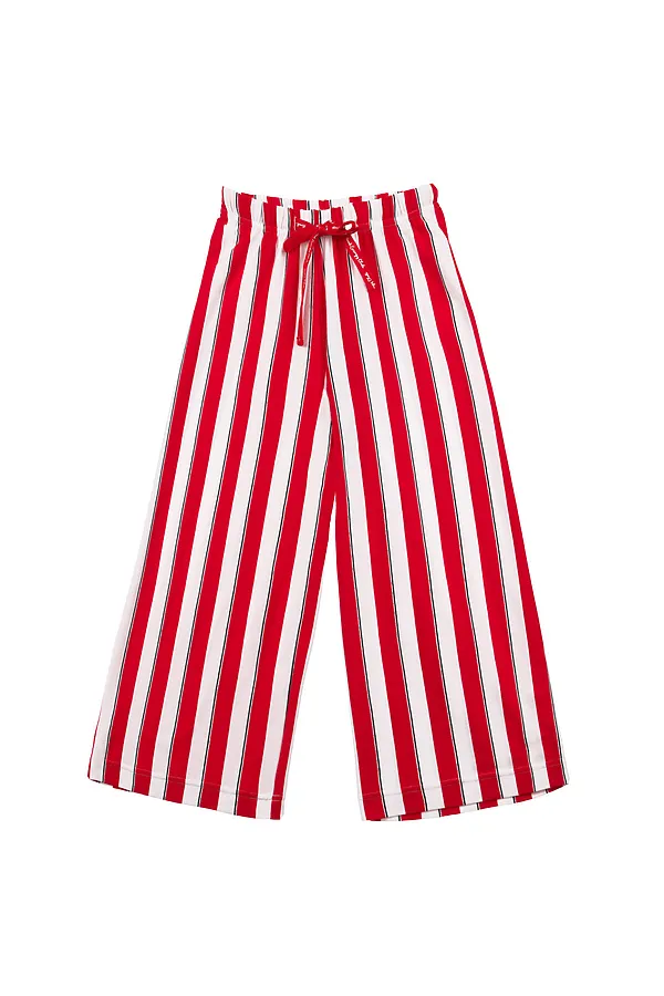 Брюки трикотажные для девочек PLAYTODAY, белый,красный - фото 2