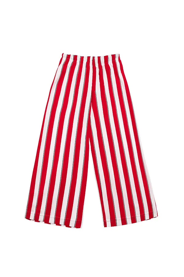 Брюки трикотажные для девочек PLAYTODAY, белый,красный - фото 2