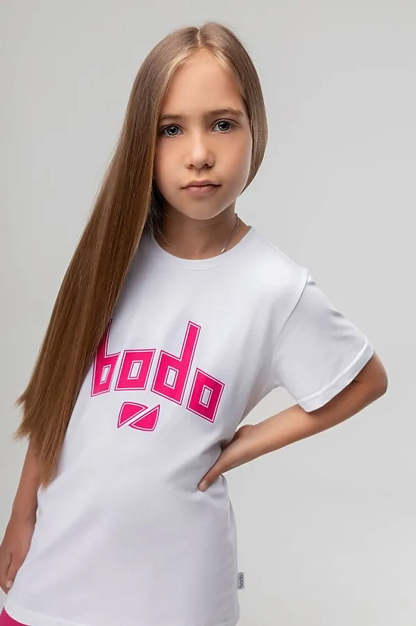 Костюм (Футболка+Шорты) BODO, белый (малиновый) - фото 2
