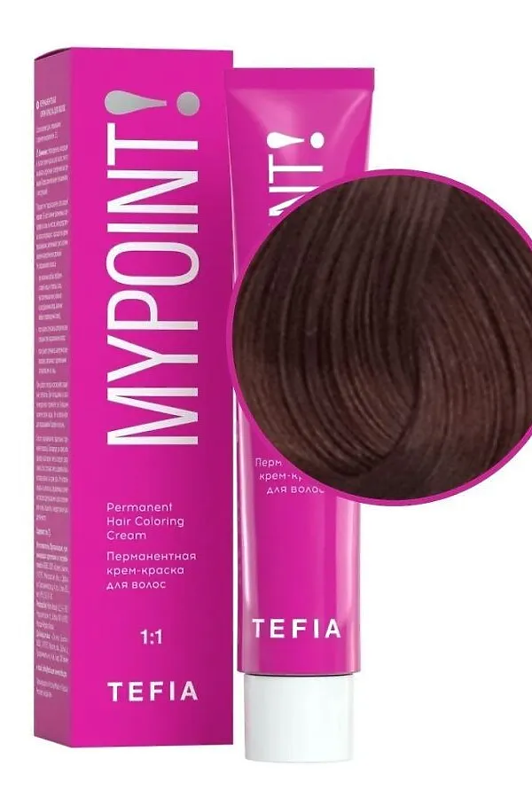 TEFIA Mypoint 7.41 Перманентная крем-краска для волос / Блондин медно-пепельный, 60 мл KRISTALLER, блондин медно-пепельный - фото 2