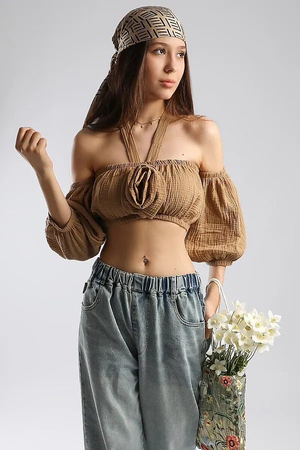 Костюм (Топ+Юбка) СОЛЬ&ПЕРЕЦ, темно-бежевый - фото 2