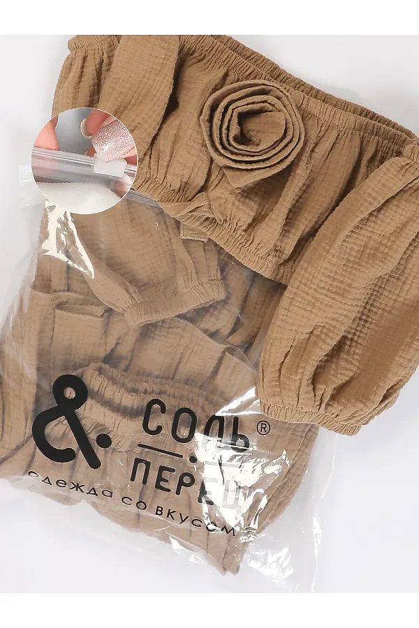 Костюм (Топ+Юбка) СОЛЬ&ПЕРЕЦ, темно-бежевый - фото 2