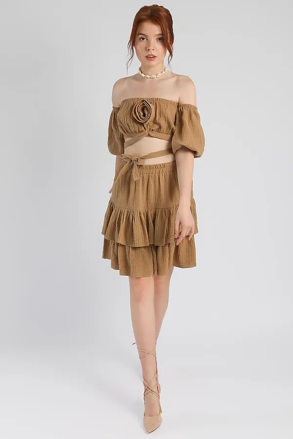 Костюм (Топ+Юбка) СОЛЬ&ПЕРЕЦ, темно-бежевый - фото 2