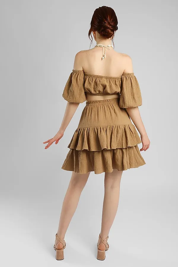 Костюм (Топ+Юбка) СОЛЬ&ПЕРЕЦ, темно-бежевый - фото 2